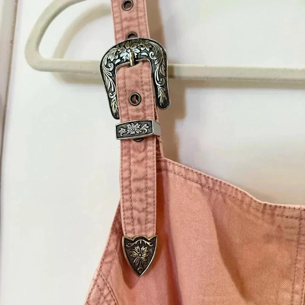 New Free People Stars Align Western Buckle Midi Dress Pink Size 6
